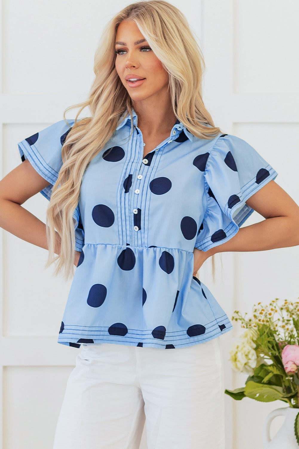 Journey Polka Dot Buttoned Blouse-3