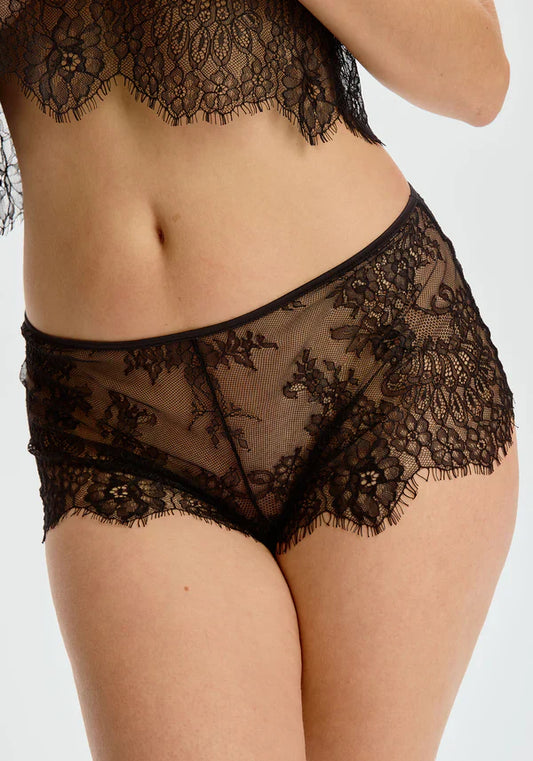 Sheer Eyelash Lace Short Blush Serene Black
